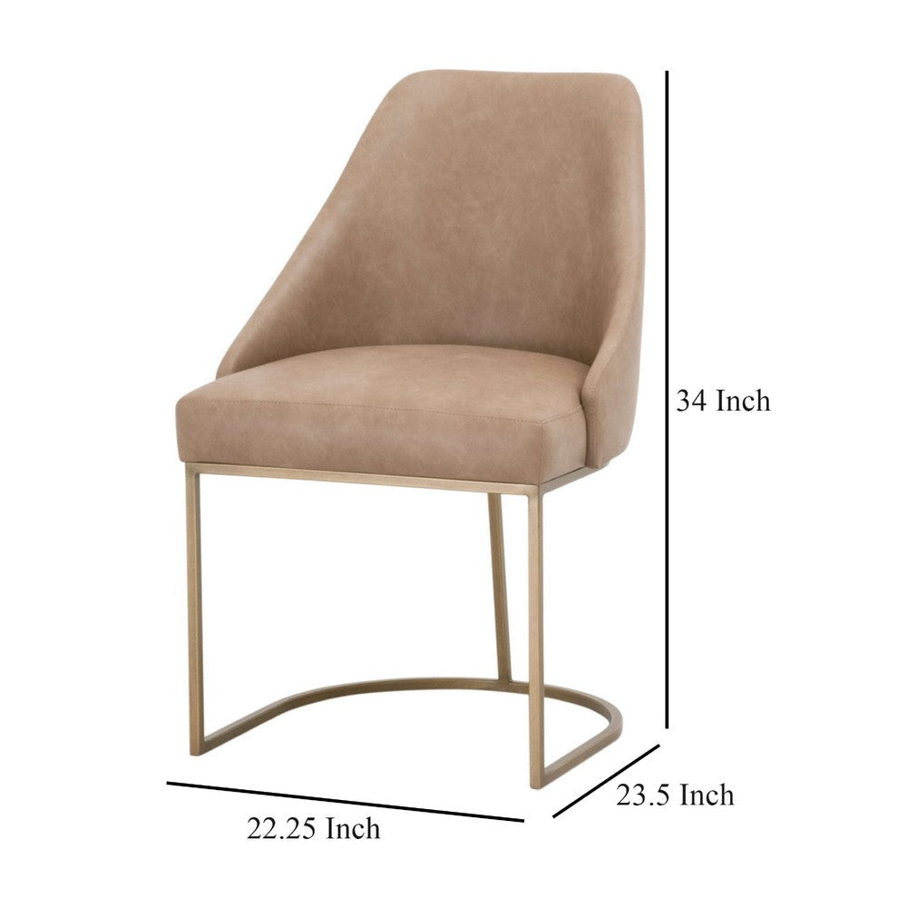 Pars Dining Side Chair Set of 2 | Gold Cantilever | Brown Faux Leather BM333250