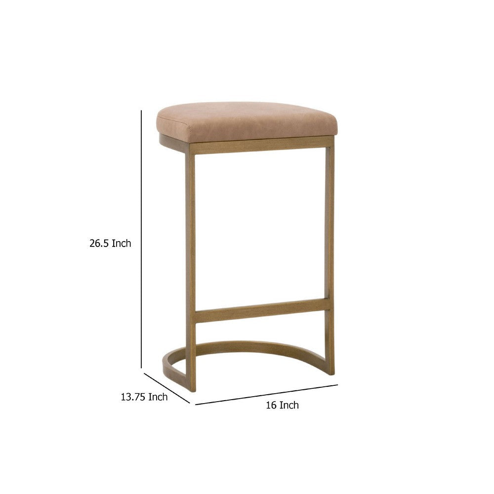Crix Counter Backless Stool Gold Cantilever Base | Brown Faux Leather BM333252