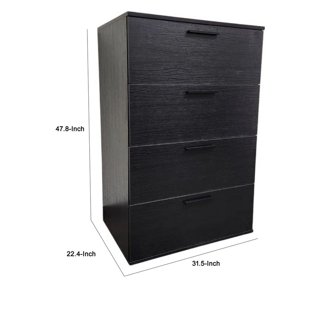 Levy Jumbo Tall Dresser Chest | 4 Drawers | Weathered Black Melamine BM333322