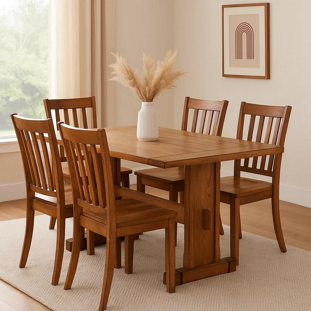 Marv Dining Table | 50" Rectangular | Farmhouse Light Brown Mindi Wood