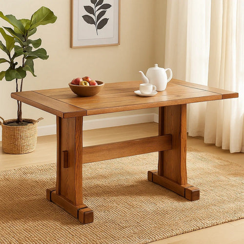 Marv Dining Table | 50" Rectangular | Farmhouse Light Brown Mindi Wood