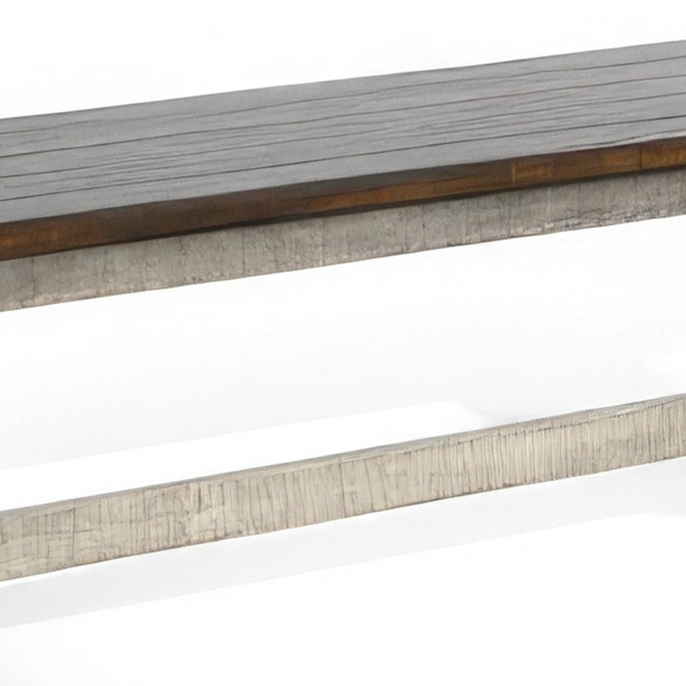 Camie Side Dining Bench | Plank Dark Brown Gray Mahogany Wood 48’’ BM333357