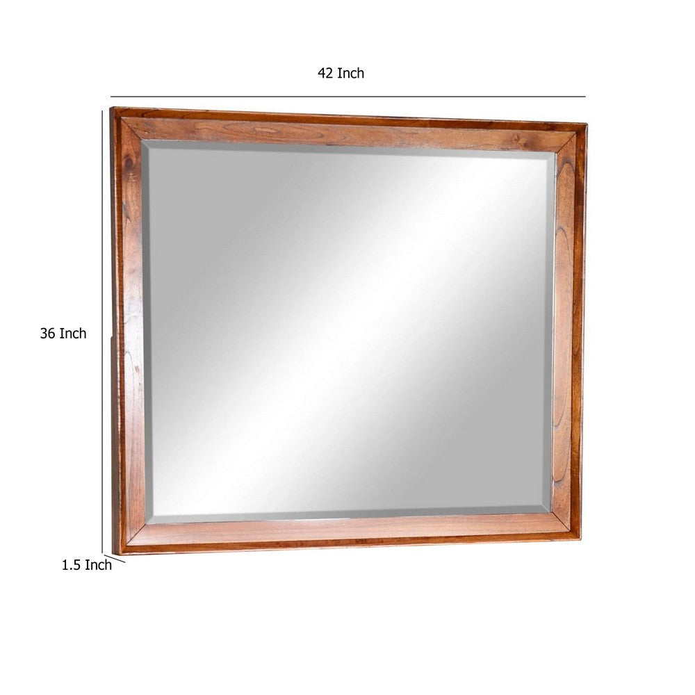 Amy Vanity Dresser Mirror | 36 x 42 Orange Brown Mahogany Wood Frame