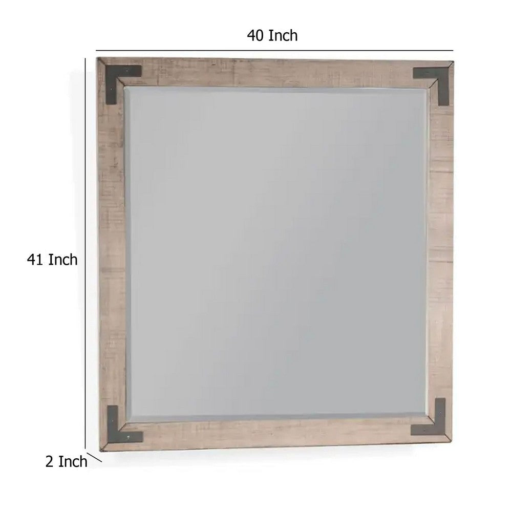 Desy Vanity Dresser Mirror | 40x41 Light Sand Brown Mahogany Wood BM333365