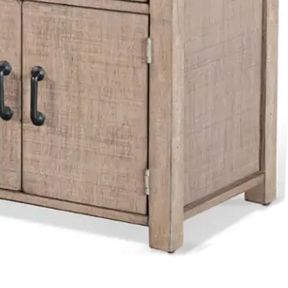 Desy Nightstand | Drawer and Door Cabinet | Light Brown Mahogany Wood BM333366