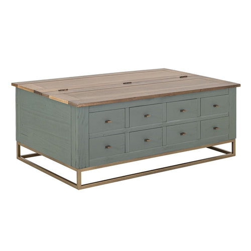 Timmy Cocktail Coffee Table | 8 Drawers | Sage Green Pine | 50"