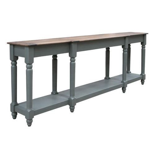 Ify Sofa Console Table w Shelf, Turquoise, Brown Melina Wood, 95"