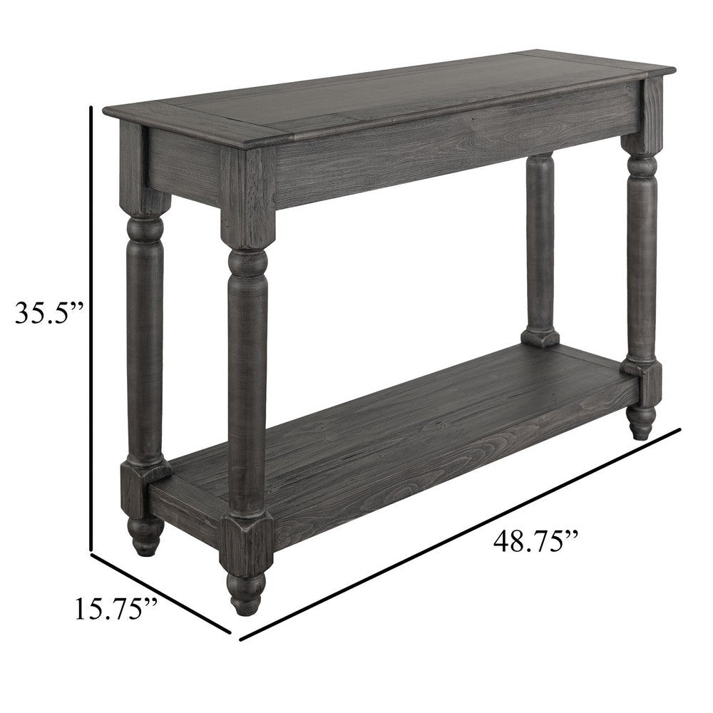 Ify Console Sofa Table | 1 Shelf | Charcoal Black Melina Wood | 49’’