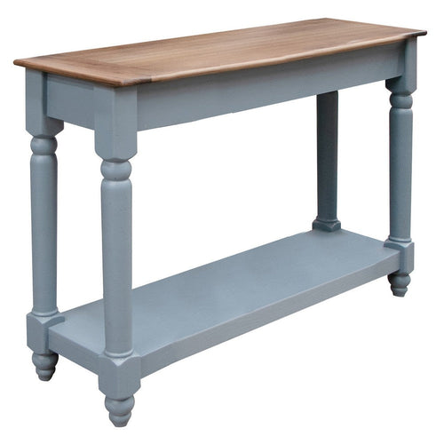 Ify Sofa Console Table | Shelf | Slate Blue | Brown Melina Wood | 49"