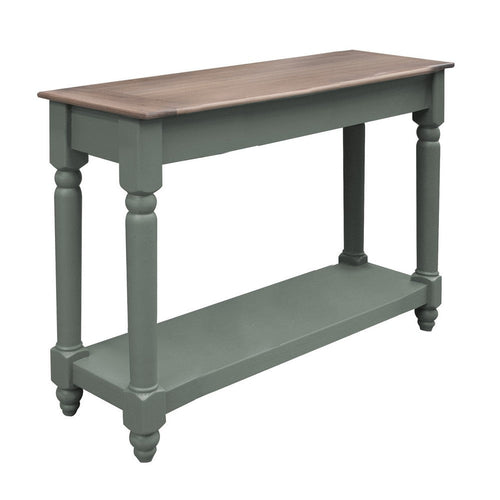 Ify Sofa Console Table | Shelf | Apple Green | Brown Melina Wood | 49"
