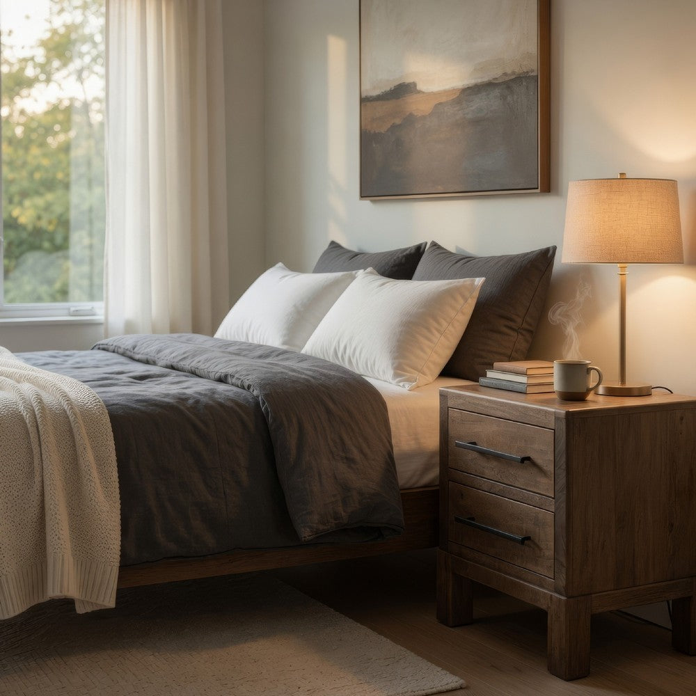 Terry Nightstand with 2 Drawers | Walnut Brown Mango and Melina 24"