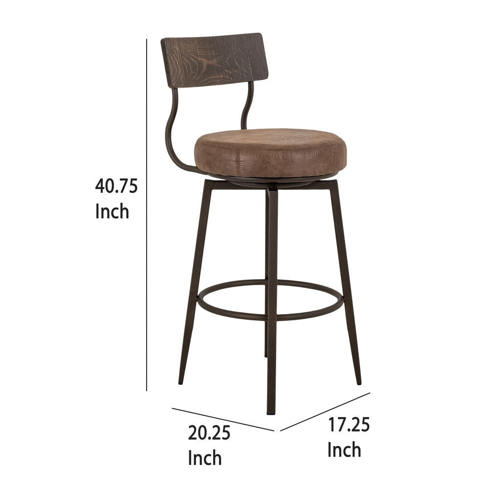 Corey Barstool Chair | Black | Pine Wood | Brown Faux Leather 30’’ BM333473