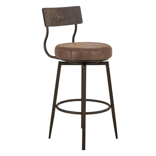 Corey Barstool Chair | Black | Pine Wood | Brown Faux Leather 30"