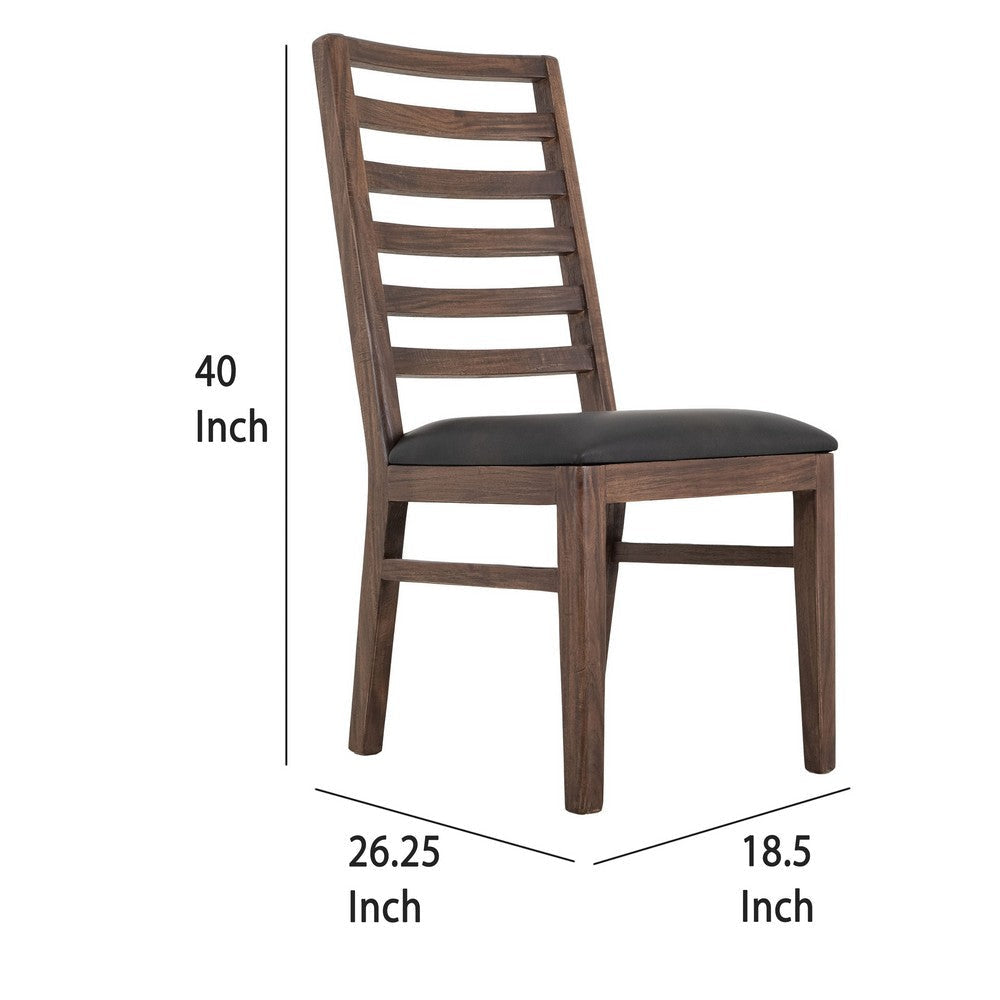 Ally Dining Chair Set of 2 | Ladderback | Melina Wood Brown Polyester BM333477