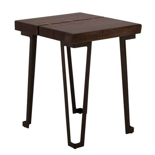 Ally Chairside Table | Gold Metal Inlays | Walnut Brown Parota 22"