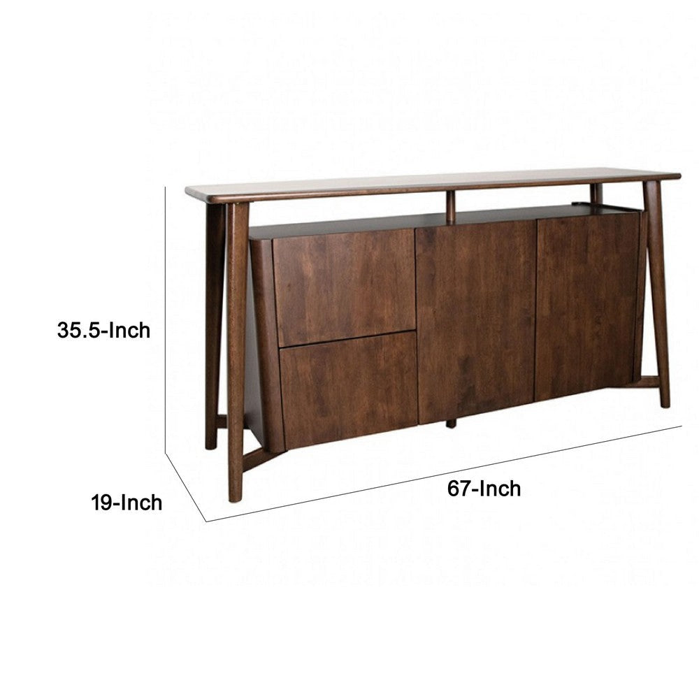 Ziva Sideboard Buffet Console | 2 Drawers and Doors | Brown Wood 67’’ BM333502