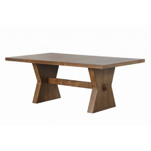 Zivy Dining Table | 78" Modern Farmhouse Hourglass Oak Brown Wood