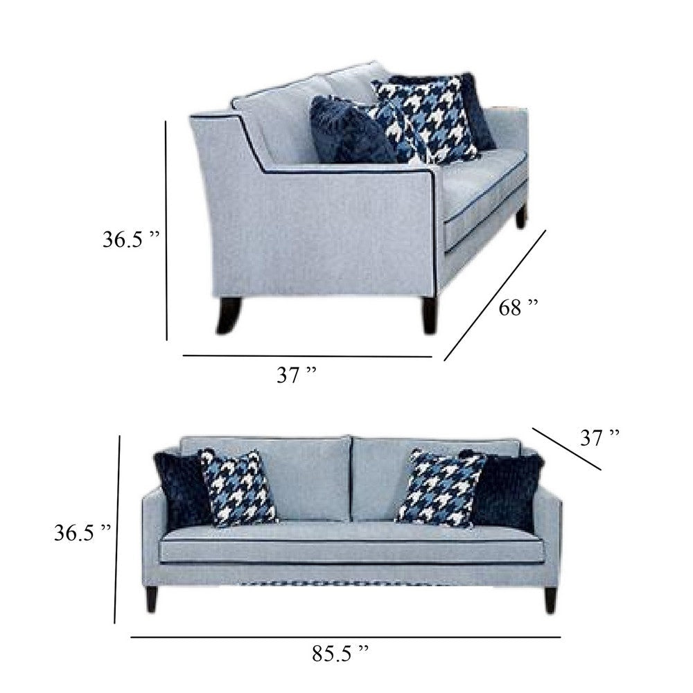 Colin 2pc Sofa Loveseat Set | 8 Throw Pillows | Gray Blue Polyester BM333525