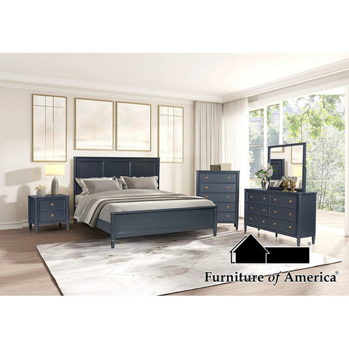 Alta 5pc Queen Bedroom Set | Nightstand Chest Dresser Mirror | Blue