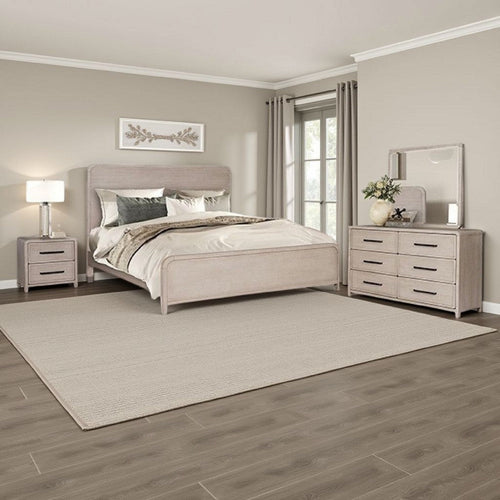 Giva 5pc Queen Bedroom Set | 2 Nightstands | Mirror Natural Oak Beige