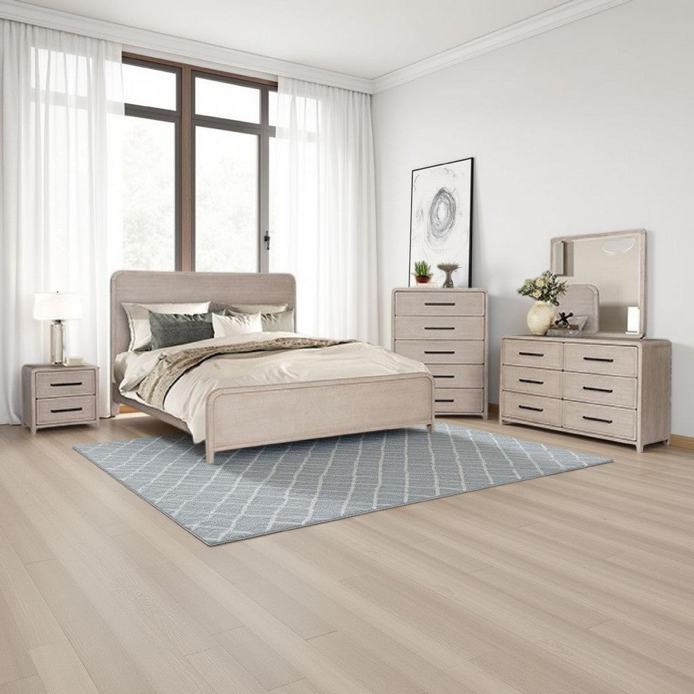 Kizie 5pc Queen Bedroom Set |Nightstand, Chest, Dresser in Beige Wood main image 0