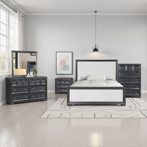 Kizie 5pc Queen Bedroom Set | Dresser Chest | Nightstand | Black White