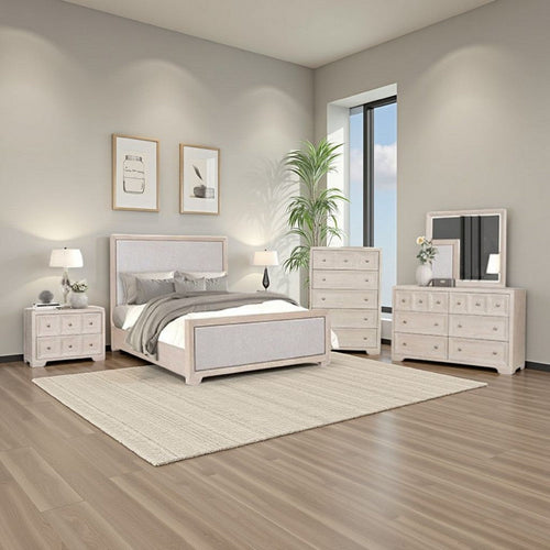 Kizie 5pc Queen Bedroom Set | Tall Chest | Nightstand Tawny Brown Gray