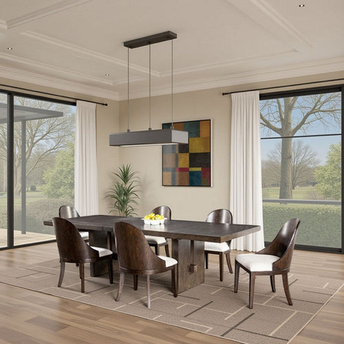 Mordy 7pc Dining Table Set | 72-90" Expandable Leaf | 6 Curved Chairs