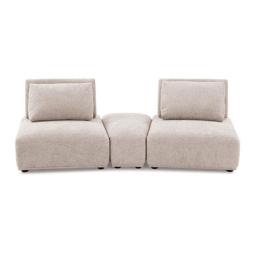 Stavan Modular Curved 2 Seat Sofa | Light Brown Boucle Adjustable Back