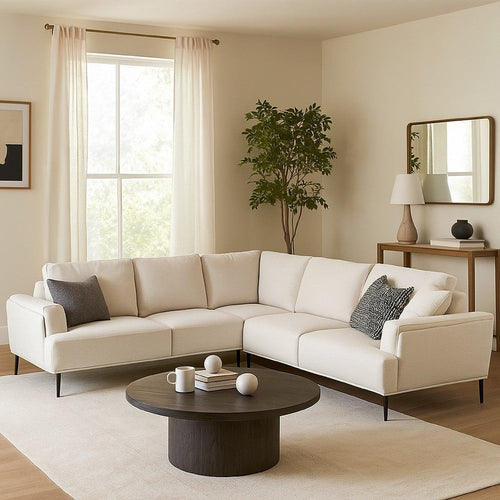 Batty L Shape Sectional Sofa | 114" Light Brown Chenille Adjustable