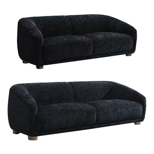 Oliver 2pc Sofa and Loveseat Set | Round Sloped Arms | Black Chenille