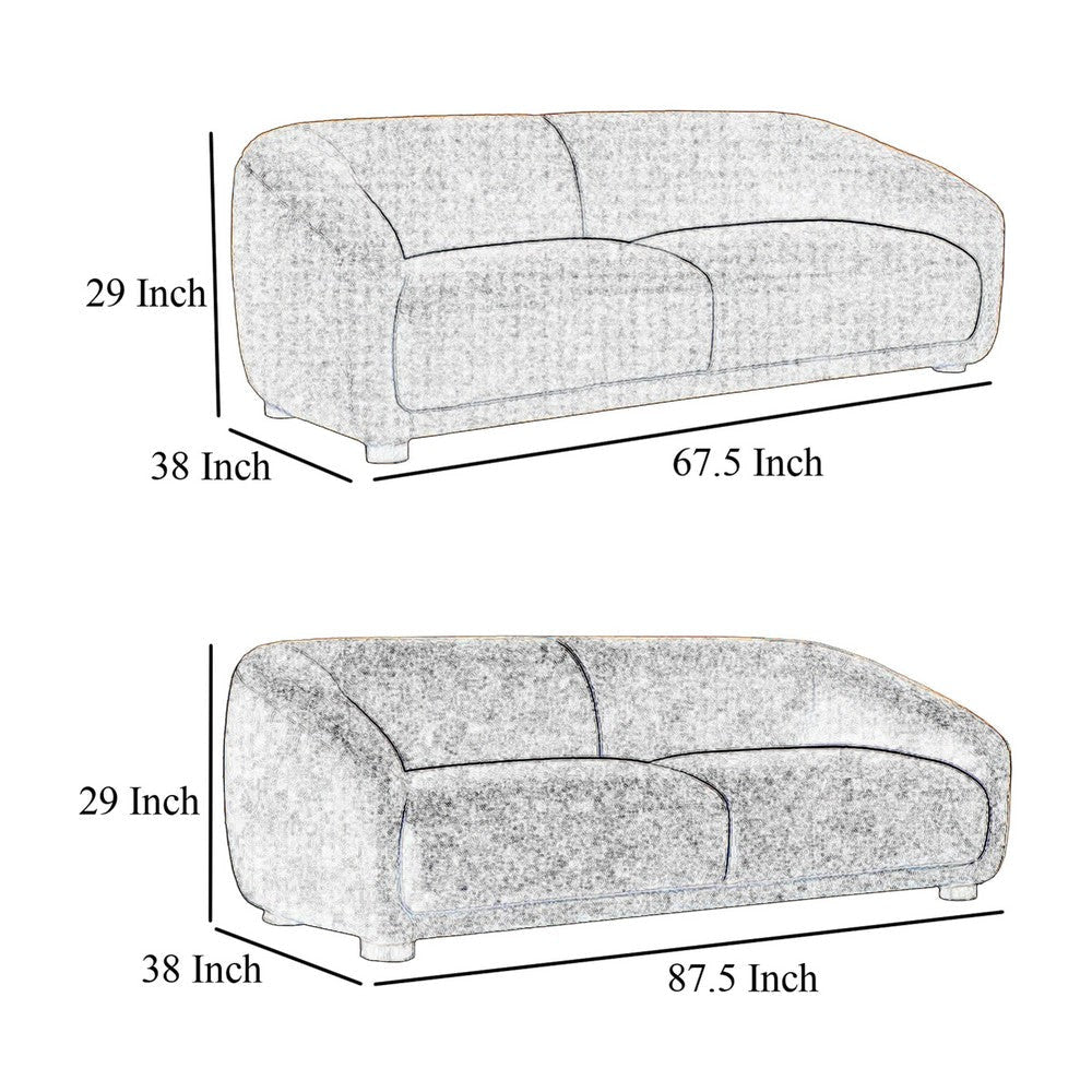 Oliver 2pc Sofa and Loveseat Set | Round Sloped Arms | Black Chenille BM333700