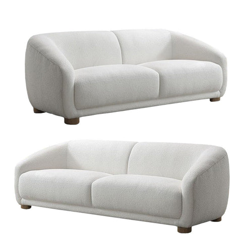 Oliver 2pc Sofa Loveseat Set | Round Sloped Arms | Soft White Boucle