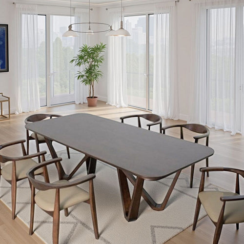 Niva Dining Table | 95" Rectangular | Walnut Brown Solid Rubberwood