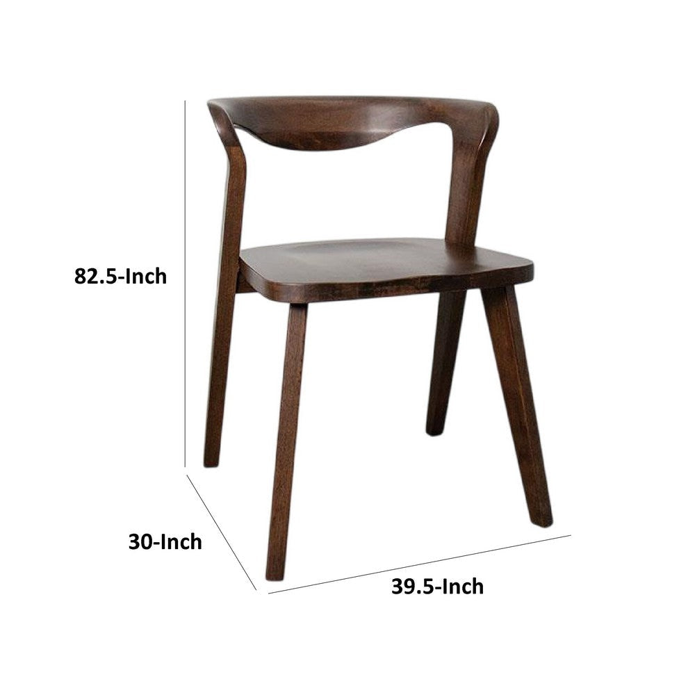 Rumy Dining Side Chair Set of 2 | Open Back | Walnut Brown Solid Wood BM333709