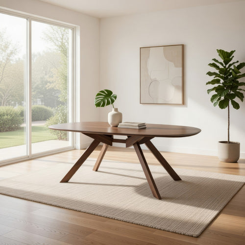Ziva Dining Table | 3D Edges | Brown Full Solid Wood 83" Rectangular