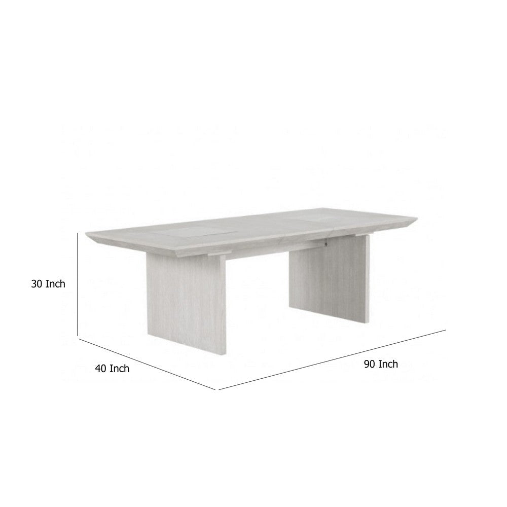Diaz 72-90’’ Extendable Dining Table | Glass Accents | Light Gray Wood BM333717
