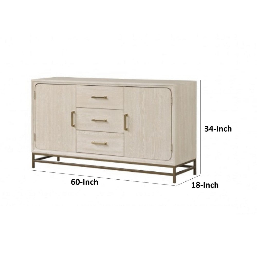 Rozie Sideboard Buffet Console | 3 Drawers | 2 Doors | Gray Wood | 60’’ BM333719