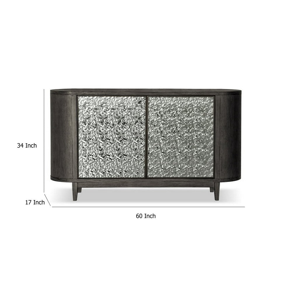 Zoko Sideboard Buffet Console | 2 Doors | Chrome | Ash Gray Wood 60’’ BM333737