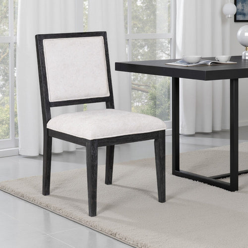 Ginie Dining Side Chair Set of 2 | Farmhouse Legs | Black Rubberwood