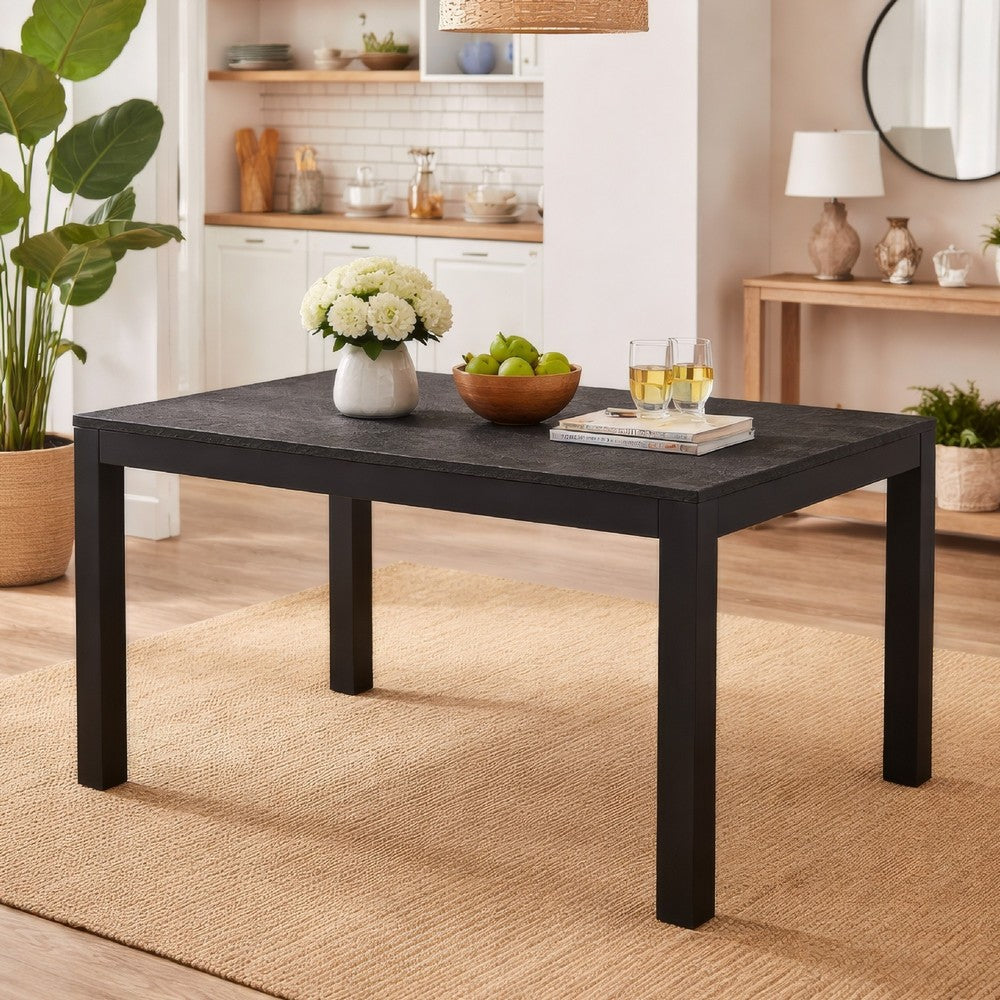 Kizie Dining Table | 94-118" Extendable | Weathered Black Rubberwood
