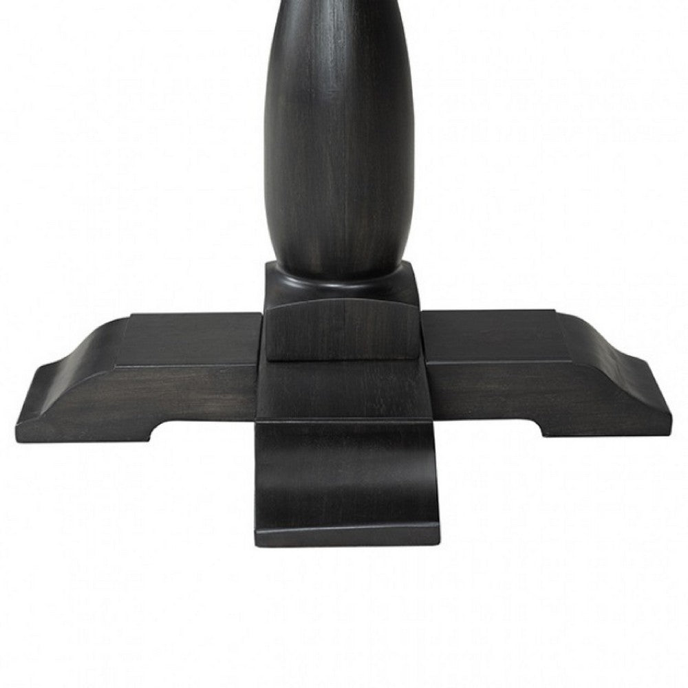 Ginie Round End Table | Rustic Black Brown Solid Rubberwood | 24"