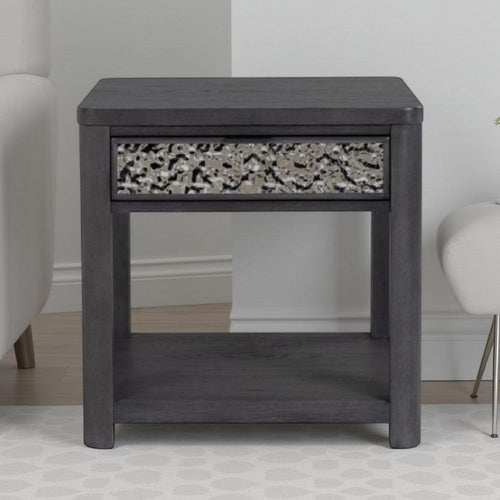 Zoko Side End Table | 1 Drawer | 1 Shelf | Ash Gray Rubberwood | 24"