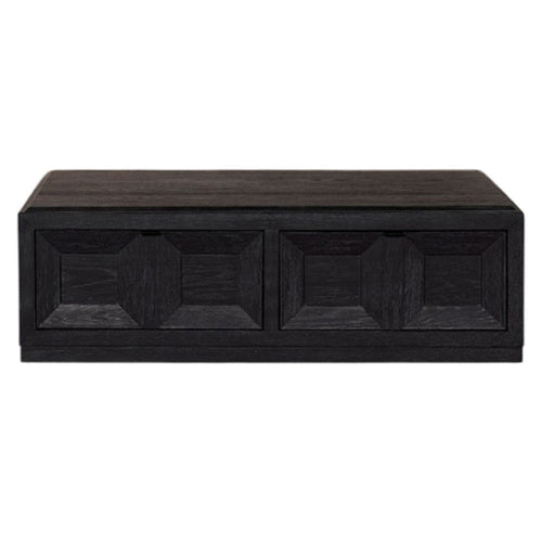Kizie Coffee Table | Drawers | Caster Wheels | Black Rubberwood | 54"