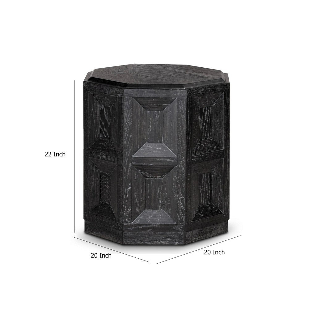 Kizie Accent Side End Table | Black Rubberwood | Rectangular 20’’ BM333763