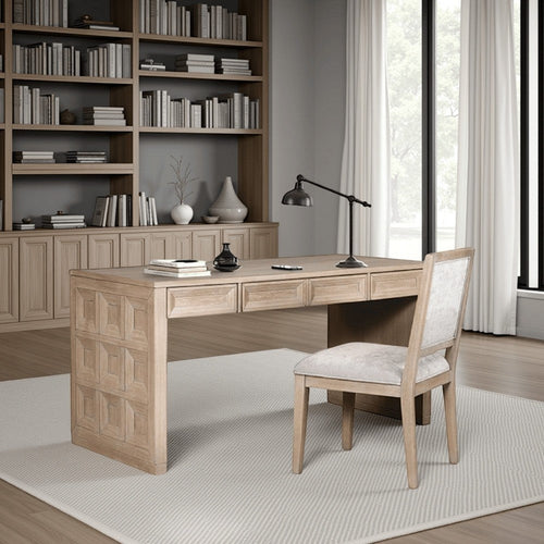 Kizie Writing Desk | 4 Drawers | Tawny Brown Wood | Rectangular 60"