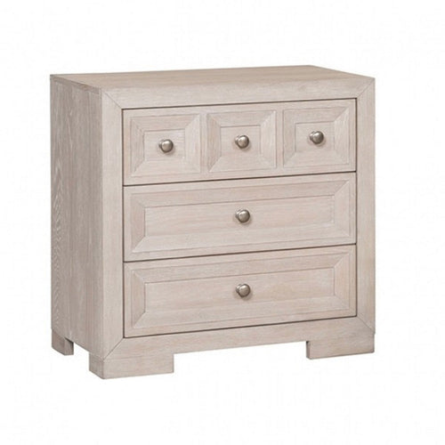 Kizie Nightstand | USB | 3 Drawers | Bronze | Beige Solid Wood | 28"