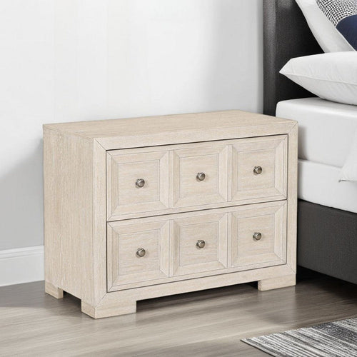 Kizie Oversized Nightstand | USB A-C | 2 Drawers | Bronze Beige | 38"