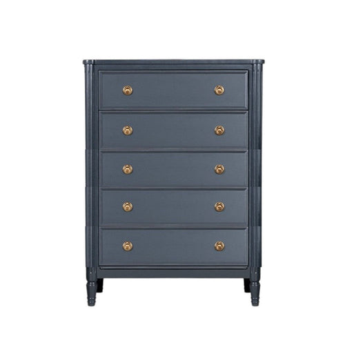 Alta Tall Dresser Chest | 5 Drawers | Malta Blue Solid Wood | 38"