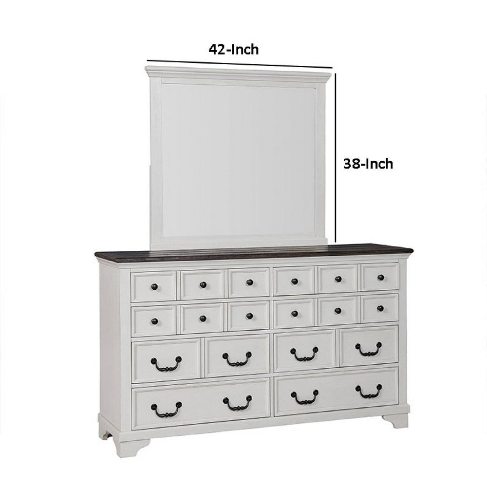 Hamps Dresser Mirror | White Solid Wood | Subtle Frame Details | 38x42 BM333832